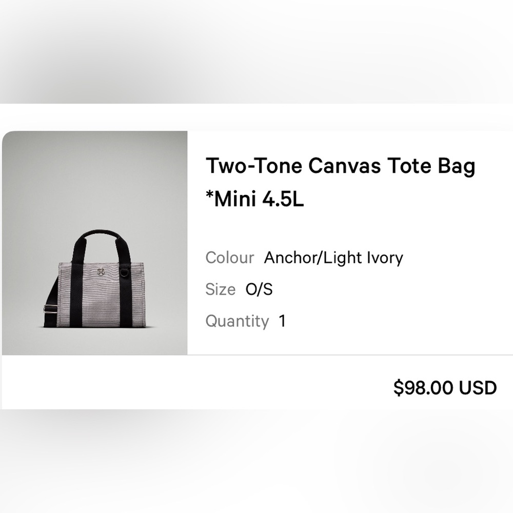 Lululemon Two-Tone Canvas Tote Mini Bag 4.5L
